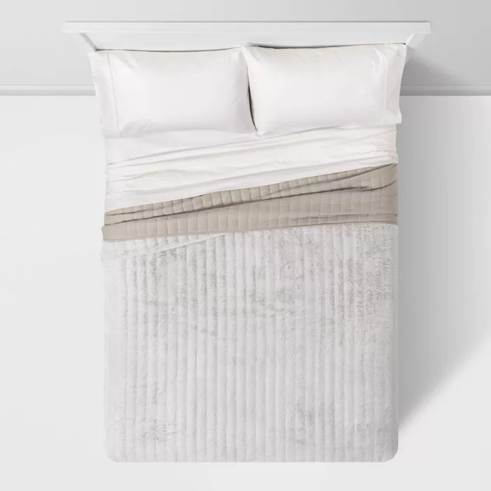 Threshold™ Reversible Heathered Flannel and Faux Fur Quilt | Target