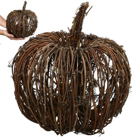 Uonlytech 1Pc Rattan Woven Pumpkin Desktop Decor Dark Brown Ornament | Walmart (US)