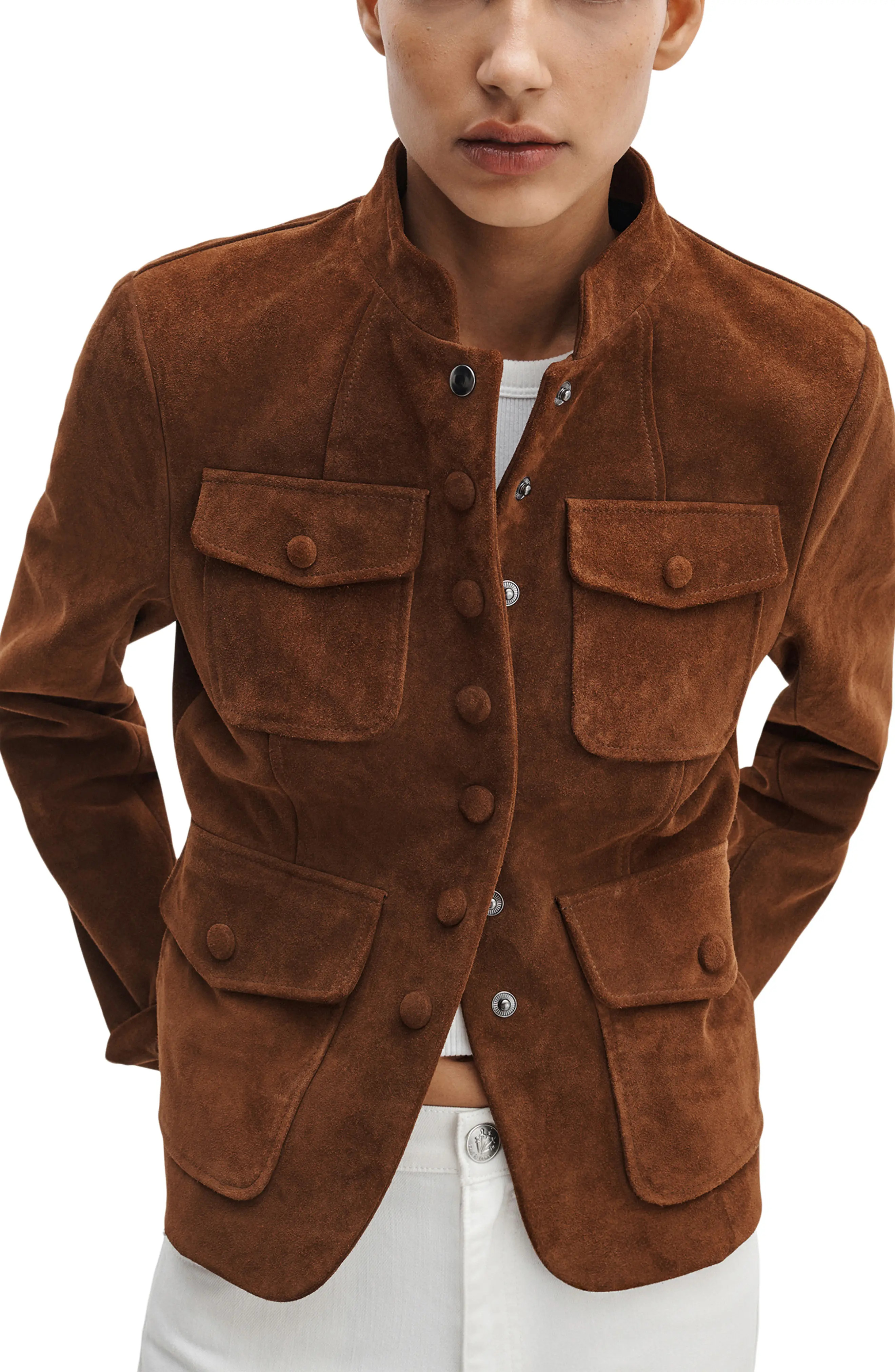 rag & bone Mercer Suede Jacket in Brown at Nordstrom, Size 14 | Nordstrom