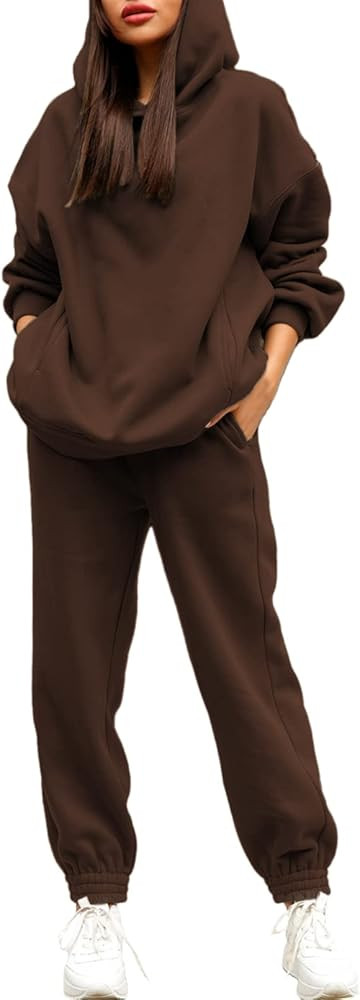 Linsery Women Hoodies Sweatsuit Long Sleeve Hooded Matching Joggers Sweatpants 2 Piece Tracksuit ... | Amazon (US)
