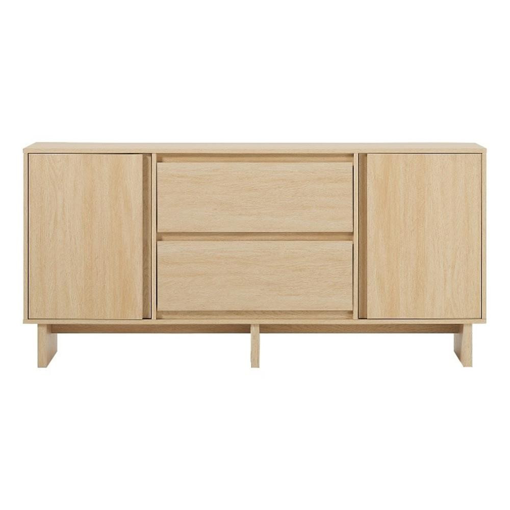 Pemberly Row Modern Beveled 2-Door 2-Drawer Wood Sideboard 63" - Coastal Oak | Walmart (US)