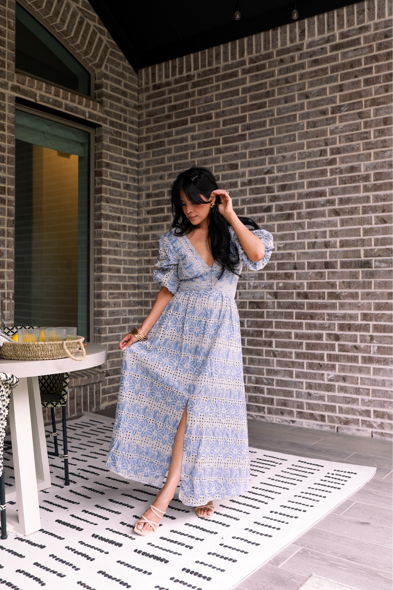 petal and pup blue floral dress Bloom Strapless Maxi Dress - Blue
