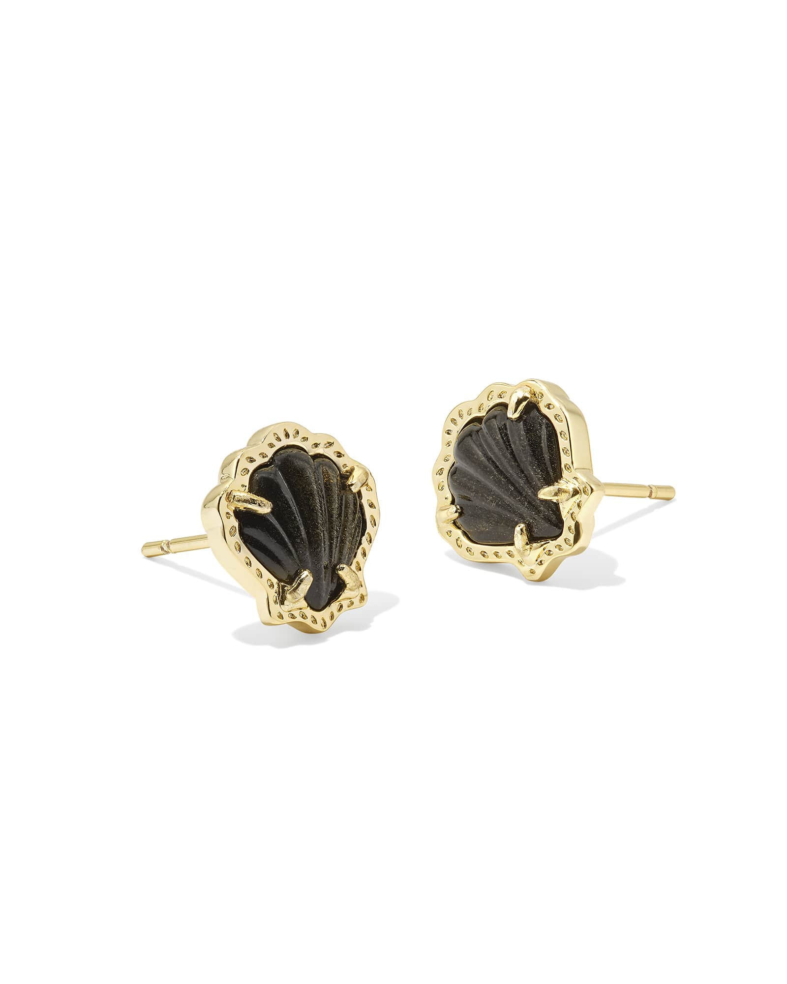 Kendra Scott Brynne Gold Shell Stud Earrings in Golden | Obsidian | Kendra Scott