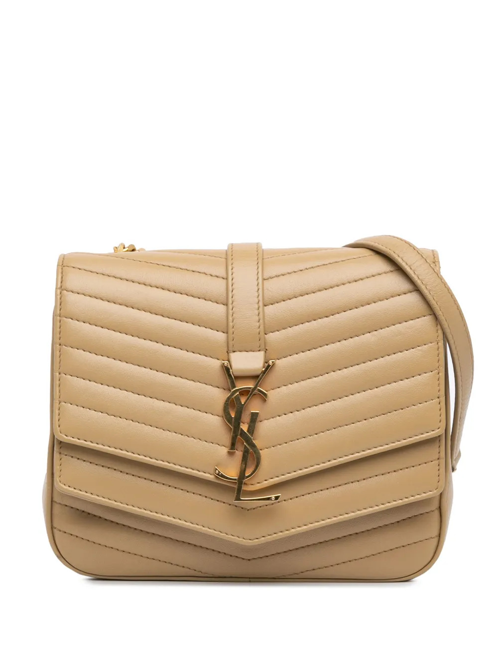 Saint Laurent Pre-Owned 2018 Small Chevron Lambskin Monogram Sulpice Bag Crossbody Bag | Brown | ... | Farfetch Global