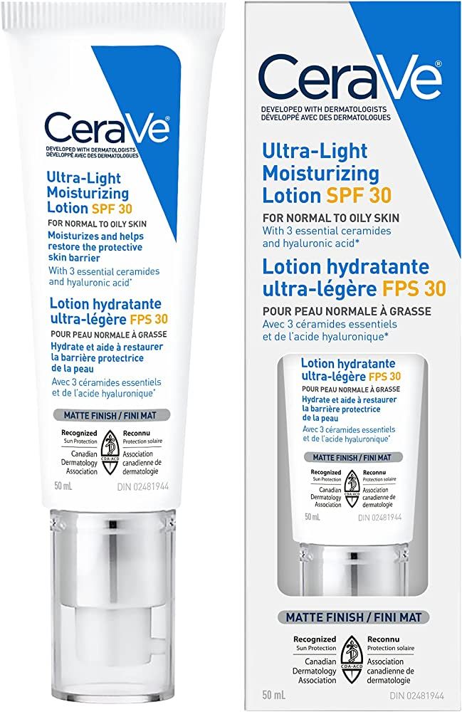 CeraVe Ultra-light Face Moisturizer with SPF 30. Hyaluronic Acid face sunscreen lotion for Men & ... | Amazon (CA)