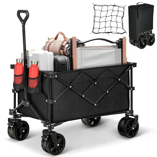 YITAHOME Collapsible Foldable Beach Wagon, Heavy Duty Wagons Carts with Big Wheels for Sand Utility Wagon with All Terrain Wheels and Brakes for Outdoor Beach Shopping Camping Garden Stroller Wagon | Amazon (US)