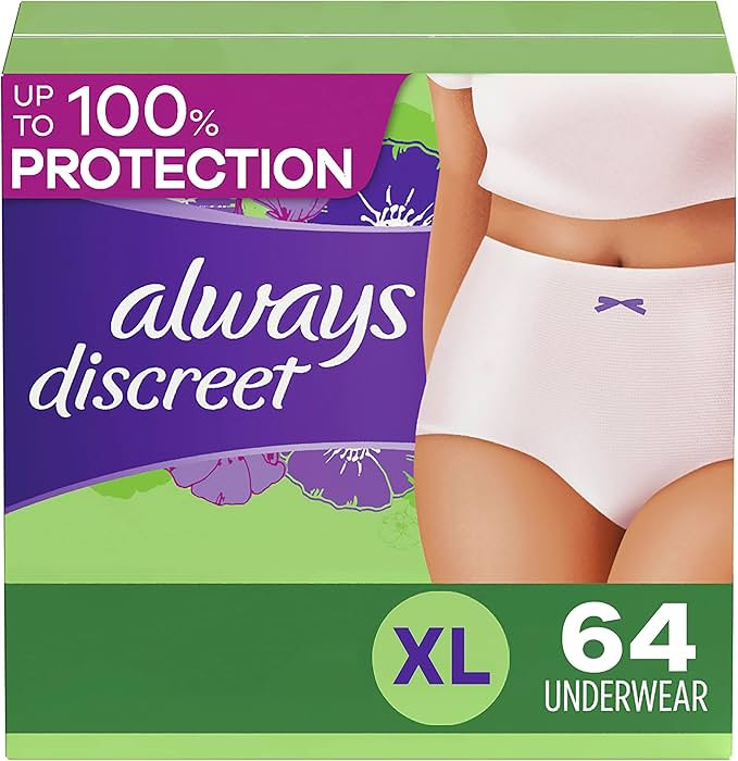 Always Discreet Adult Incontinence Underwear for Women and Postpartum Underwear, XL, Up to 100% B... | Amazon (US)
