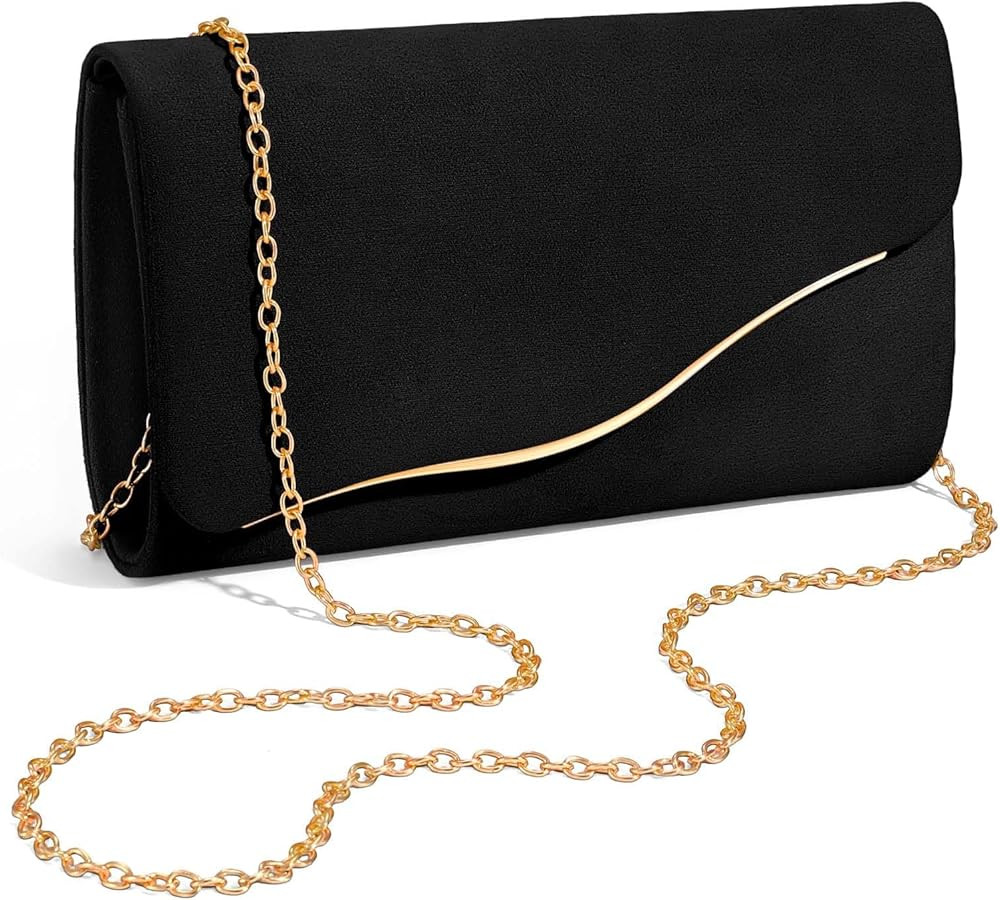 Clutch Purses for Women Formal Evening Clutch with Detachable Chain Faux Suede Purse for Wedding ... | Amazon (US)