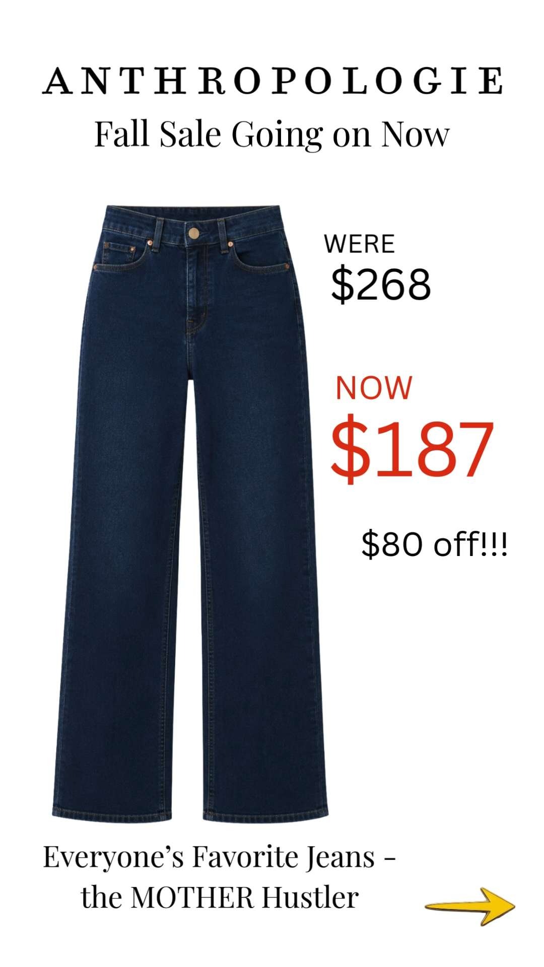The MOTHER Hustler Jeans are one of the most-loved premium denim styles, and they're finally on sale! 👖 With a flattering high-rise fit and timeless straight-leg silhouette, they're an easy wardrobe staple you'll wear season after season.

💡 LTK MADE EASY
❤️ Heart = Support my posts!
🔖 Save = Get sale & restock alerts
📋 Lists = Keep favorites organized
📲 Share = Send lists and products to a friend. Hello, Christmas List!
💬 Comment = Ask me anything about sizing or styling. :-) 

 #LTKootd #LTKOver40 #LTKSaleAlert