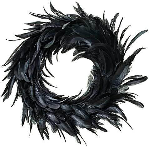 18 inch Black Feather Wreath, Halloween decoration | Amazon (US)