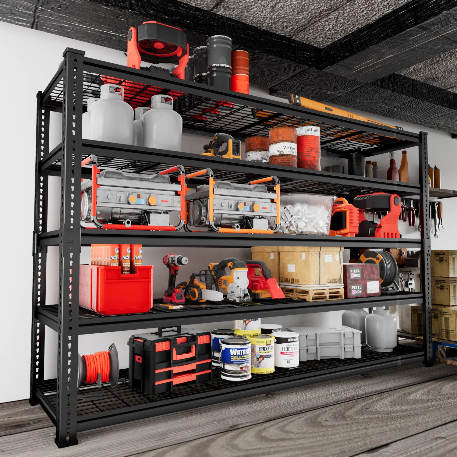 Rikuto Adjustable Heavy Duty Metal Shelving Unit For Garage,Pantry,Storage,Toolsheds, Warehouses | Wayfair North America