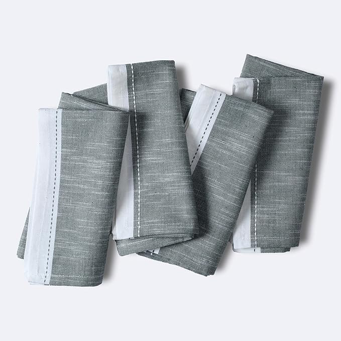 Palisa Cloth Napkins Set of 4 Textured Cotton 18x18 - Premium Contrast Border Thanksgiving Dinner... | Amazon (US)