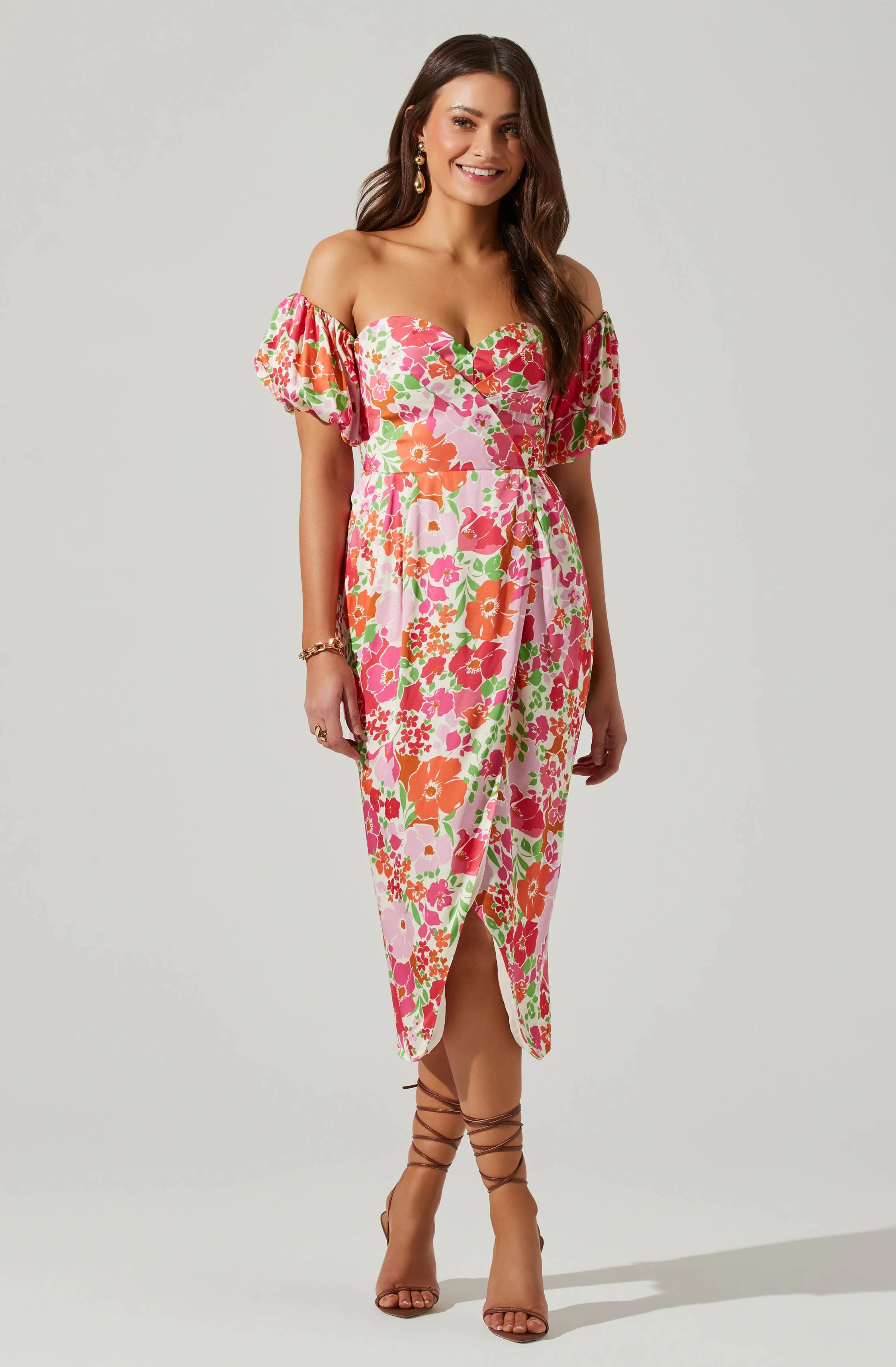 Zurina Floral Off Shoulder Midi Dress | ASTR The Label (US)
