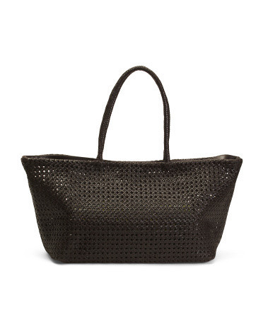 Leather Large Caning Tote | TJ Maxx