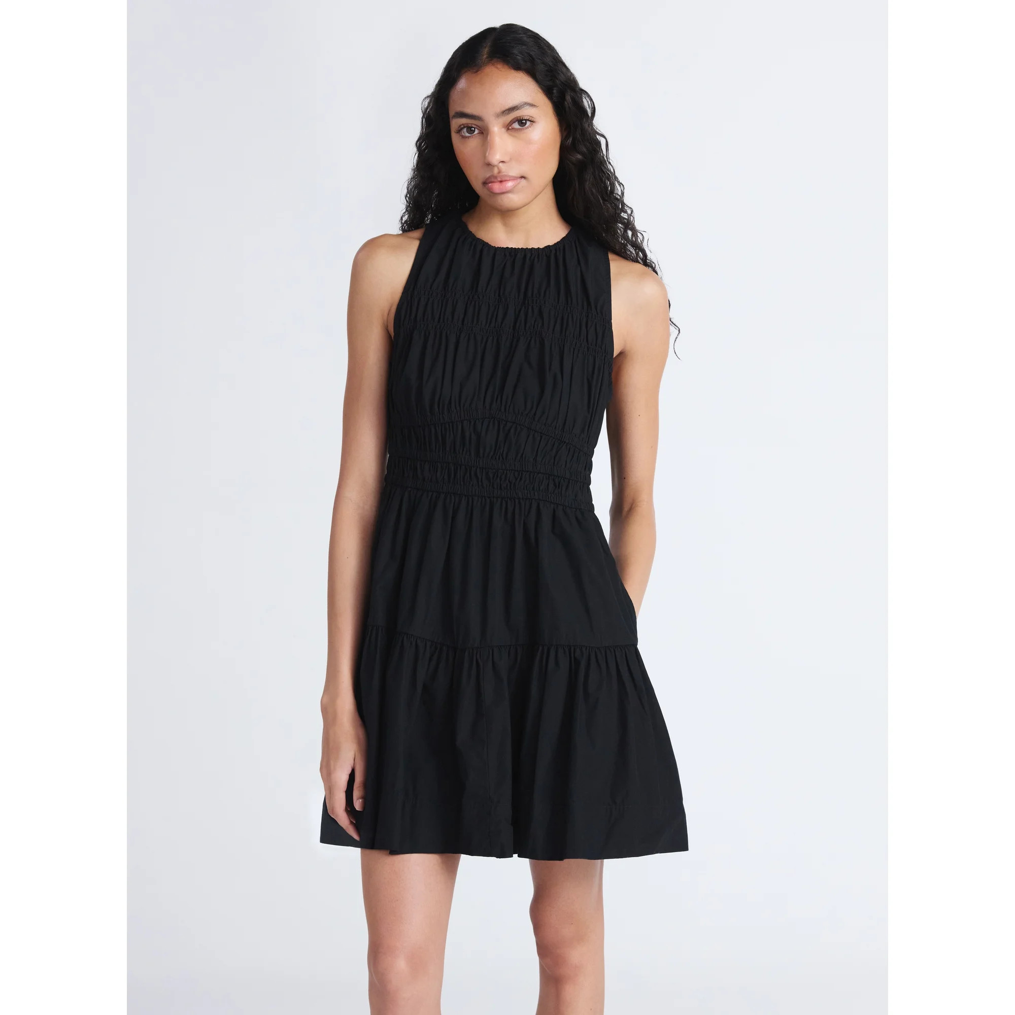 Free Assembly Women's Sleeveless Smocked Cotton Mini Dress with Back Tie, Sizes XS-XXL | Walmart (US)