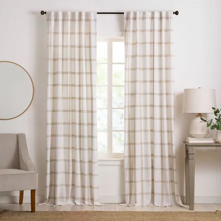 Faunie Cotton Plaid Room Darkening Rod Pocket Single Curtain Panel | Wayfair North America