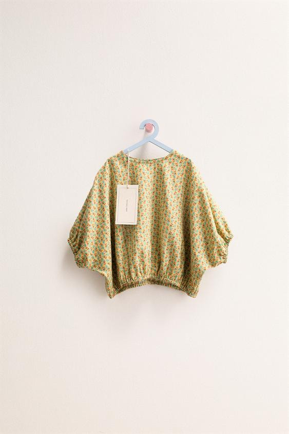 ZARA TIMELESS - OVERSIZED LINEN FLORAL TOP | Zara US