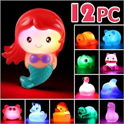 Laxdacee Bath Toy, 12 Pack Light up Animal, Floating Rubber Auto Flashing Color Tub Toys for Bath... | Amazon (US)