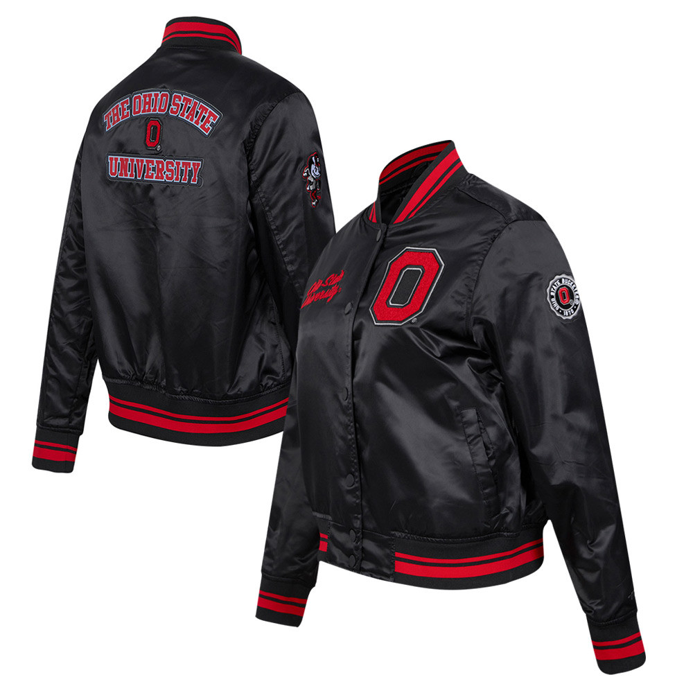 Women's Pro Standard Black Ohio State Buckeyes Classic Satin Full-Snap Jacket | Fanatics