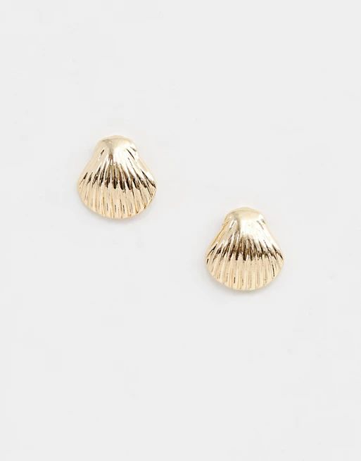 DesignB London gold clam shell stud earrings | ASOS US