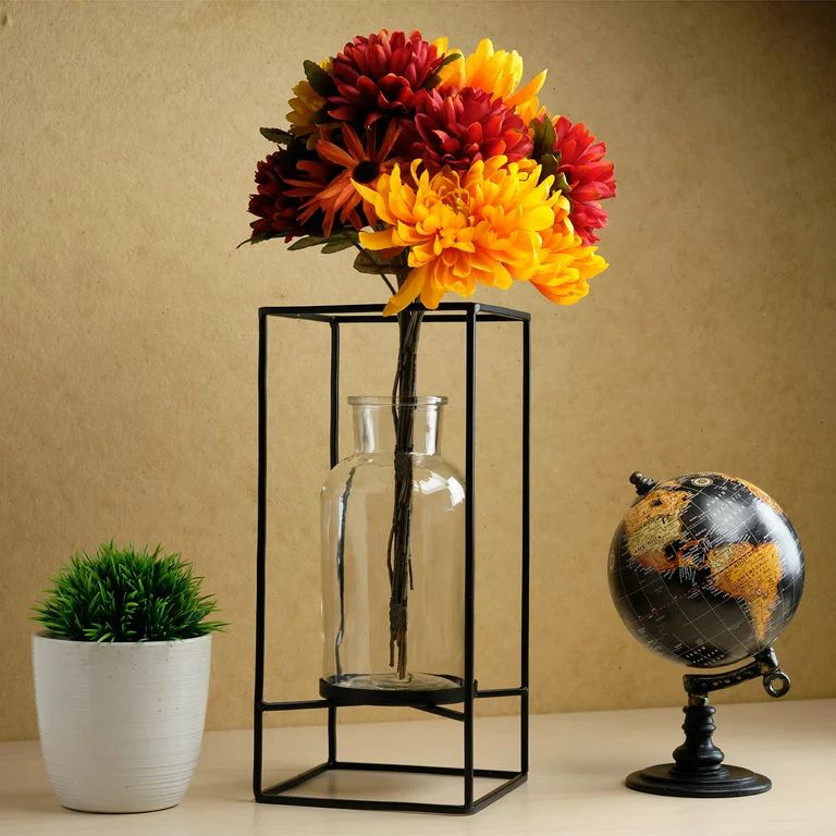 Excello Global Products Decorative Glass Vase with Metal Wire Stand: Clear Vase Decoration for Mo... | Walmart (US)