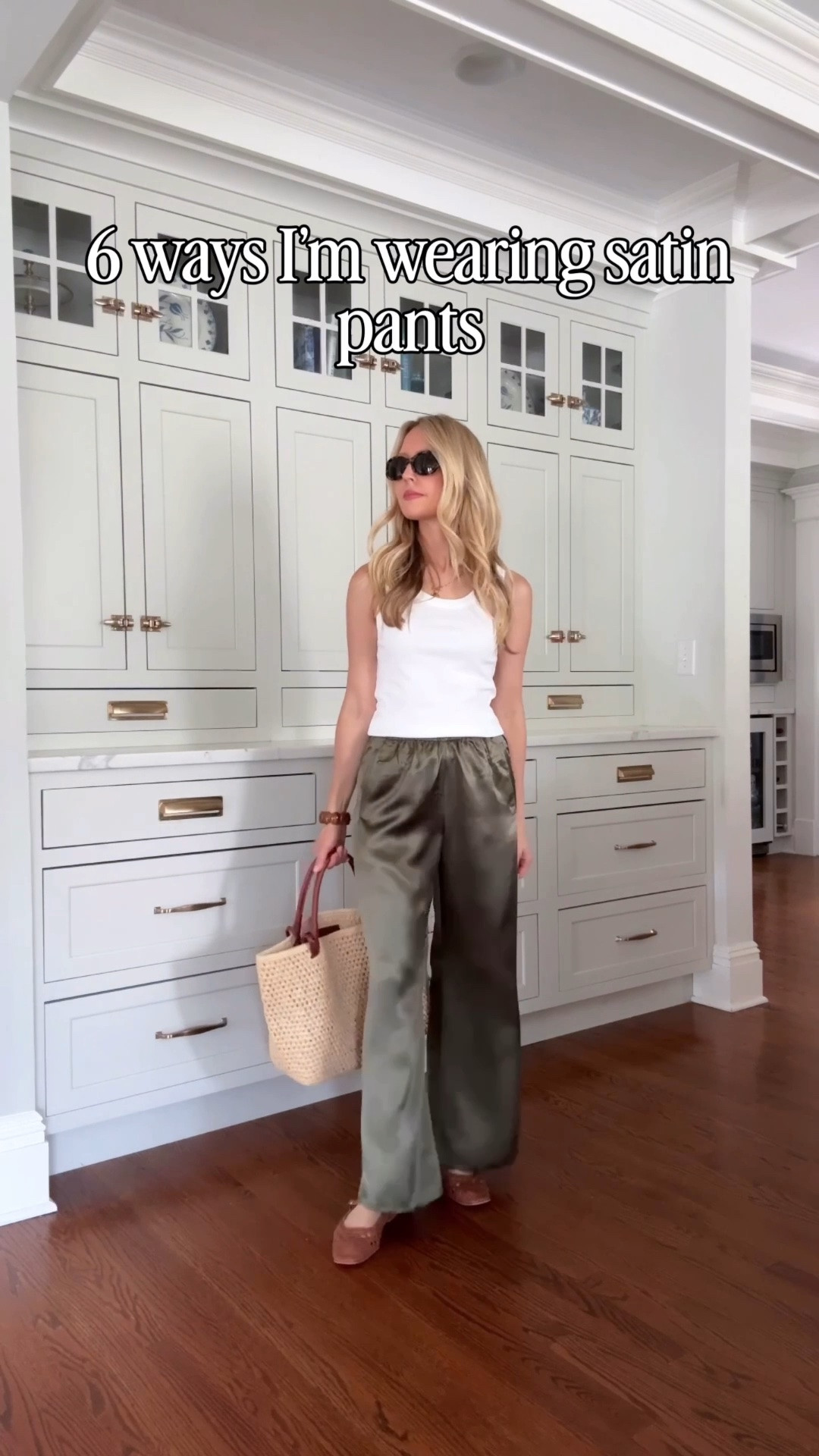 6 ways I’m wearing satin pants. Save for outfit inspiration. Wearing the petite length. 
You don’t have to save your satin or silk pants for special occasions only. I’m wearing mine with a sleeveless sweater, tone on tone, a denim top, a tank, button-up shirt, and striped sweaters. You can do this with any color pants.

#LTKootd #LTKOver40 #LTKPetite