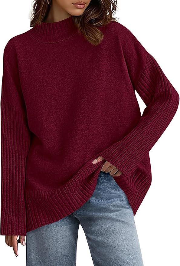 PRETTYGARDEN Casual Long Sleeve Oversized Sweaters for Women 2025 Loose Mock Neck Pullover Sweate... | Amazon (US)