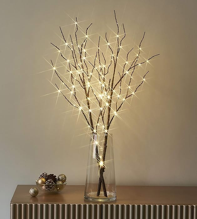 LITBLOOM Lighted Brown Willow Branches 32IN 100 LED with Timer Battery Operated, Tree Branch with... | Amazon (US)