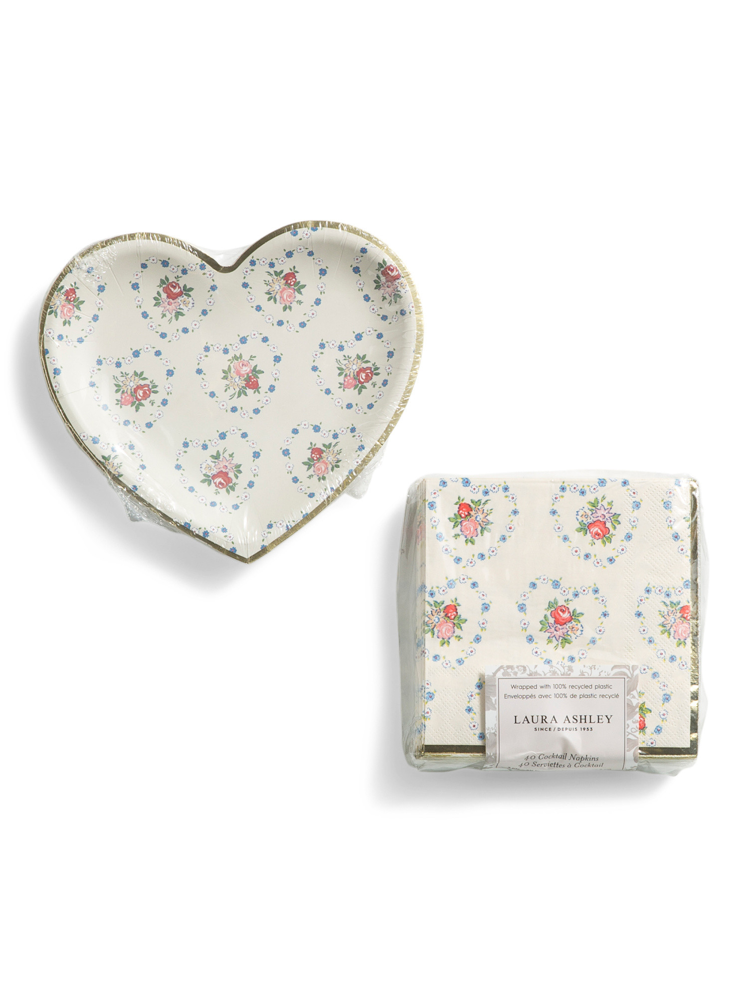 16pk Hearts Dessert Plates And 40pk Cocktail Napkins | TJ Maxx