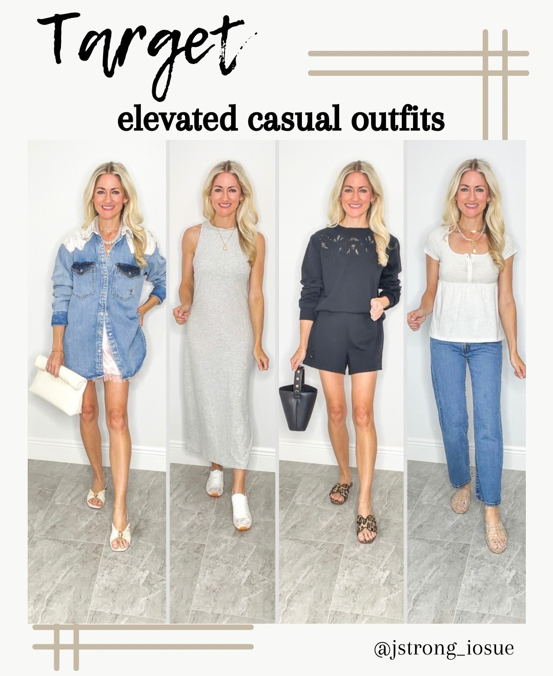 Elevated casual outfits from Target that are comfy to wear! Trendy lace shorts have elastic waist. Tank dress has removable padding. Black shorts set has eyelet detailing. Babydoll top is roomy and great to wear with jeans.

#LTKootd #LTKgrwm