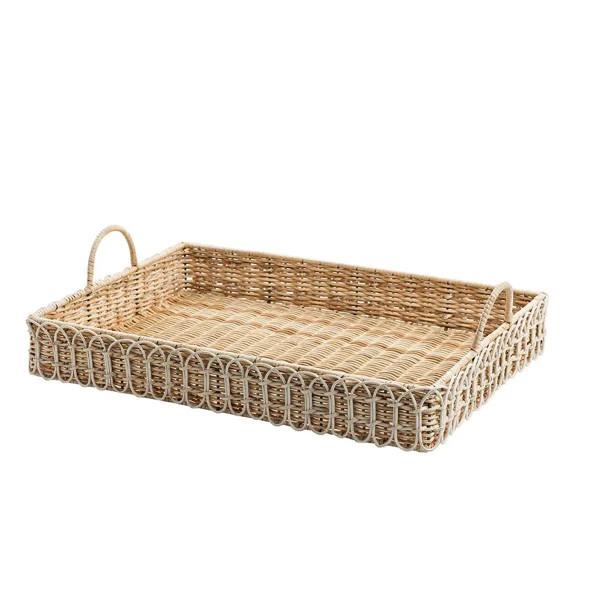 Provence Rattan 22.5" Rectangular Tray - Whitewash | Perigold