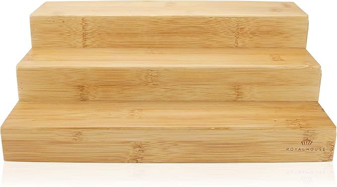 Amazon.com: RoyalHouse Bamboo Expandable Spice Rack Organizer 3-Tier Kitchen Cabinet Space Space ... | Amazon (US)