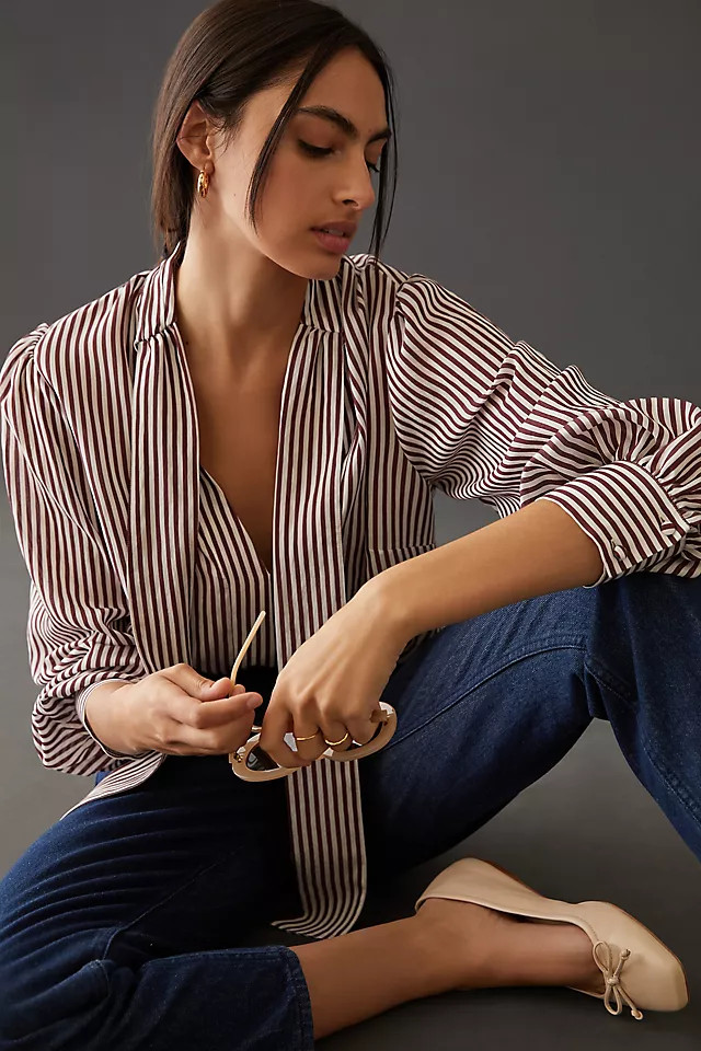 Maeve Tie-Neck Blouse | Anthropologie (US)