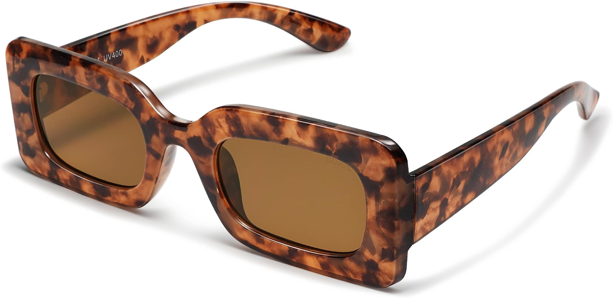 SOJOS Retro 90s Nude Rectangle Sunglasses Womens Mens Trendy Chunky Glasses | Amazon (US)