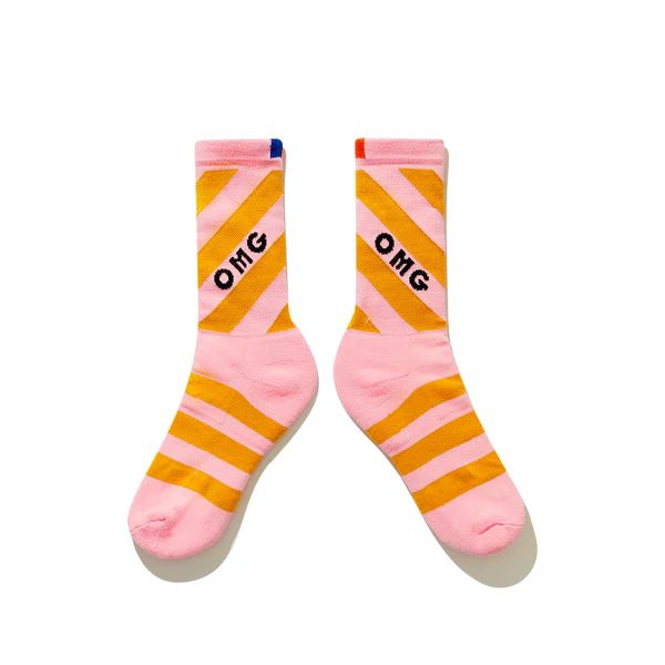 The Women's OMG Diagonal Sock - Pink/Gold | KULE (US)