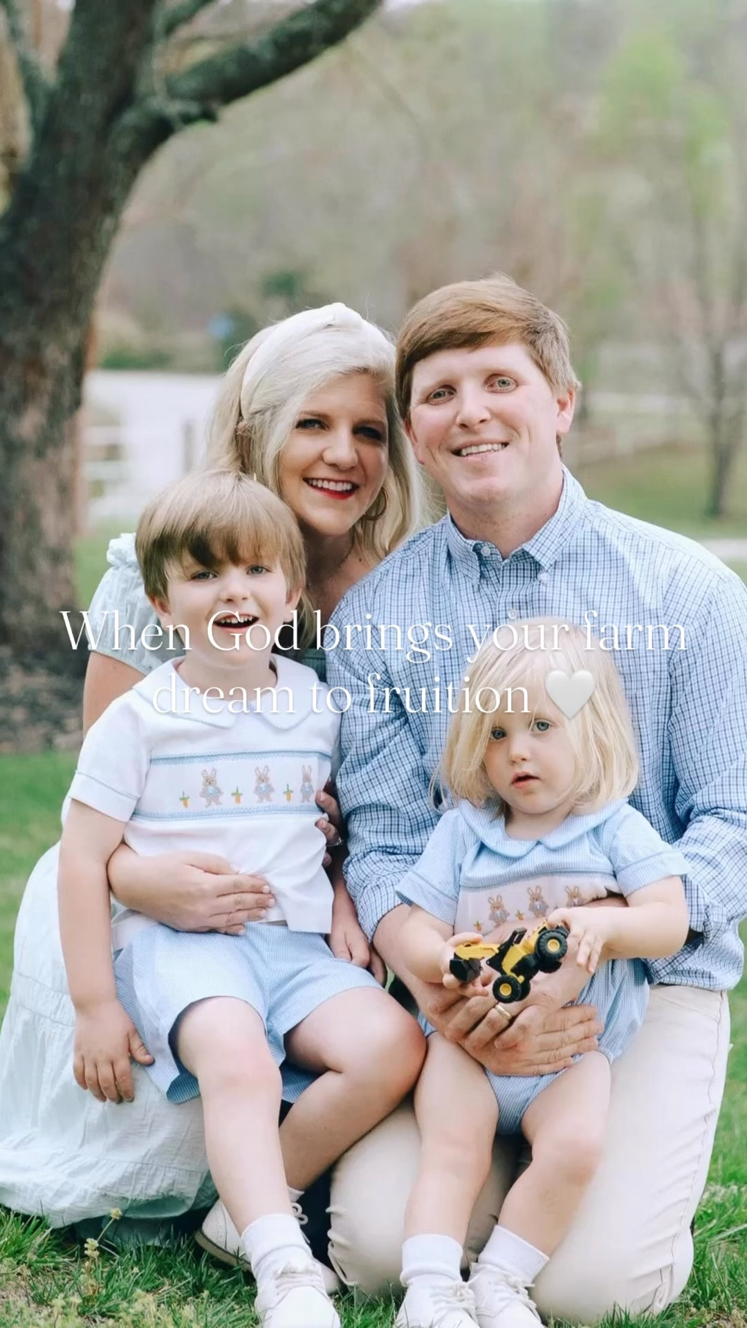 We couldn’t be more grateful to the Lord for leading our family to our dream farm sweet farm 🚜🌳 on these 12.5 acres of fenced pastures 🐴🌾, dreamiest front porch views ☕️🌅 from our “farmhouse on the hill” 🏡, shade trees 🪻 lining a long gravel driveway 🛻, barn and guesthouse 🪑, and overlooking the most stunning pond 🪿 and God’s Creation!! 🌿 We are so excited to see all that Lord has in store 💫 for our family on this beautiful land and to plant our roots 🌱and raise our babies 👶🏼 on this slice of heaven on earth!! ⛅️🐓🧺 Our story 📖 of finding our forever farm and home 🏡 is a testament to the Lord’s goodness 🙏 and how we serve a God of the immeasurably MORE 🙌🏽 than we could ask, dream, or imagine!! 💭 #ephesians320story #ourfarmsweetfarm #foreverhome #farmhouseonthehill #movedtoourdreamfarm 

“Now to him who is able to do immeasurably more than all we ask or imagine, according to his power that is at work within us, to him be glory in the church and in Christ Jesus throughout all generations, for ever and ever! Amen.” // Ephesians 3:20-21 🌼💭🚜🌾🐓🌻

#LTKHome #LTKmomlife #LTKKids