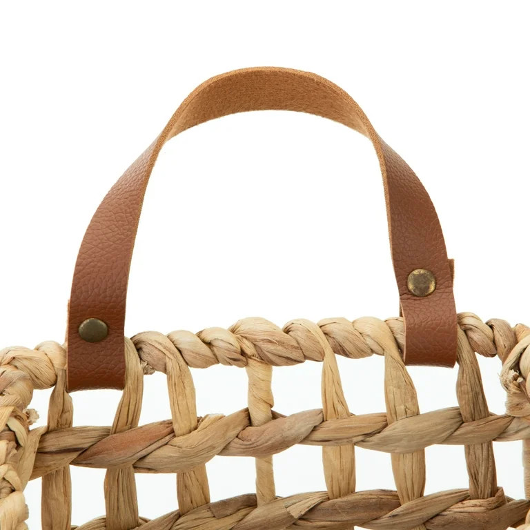 Better Homes & Gardens Water Hyacinth Hanging Basket with Faux Leather Strap | Walmart (US)