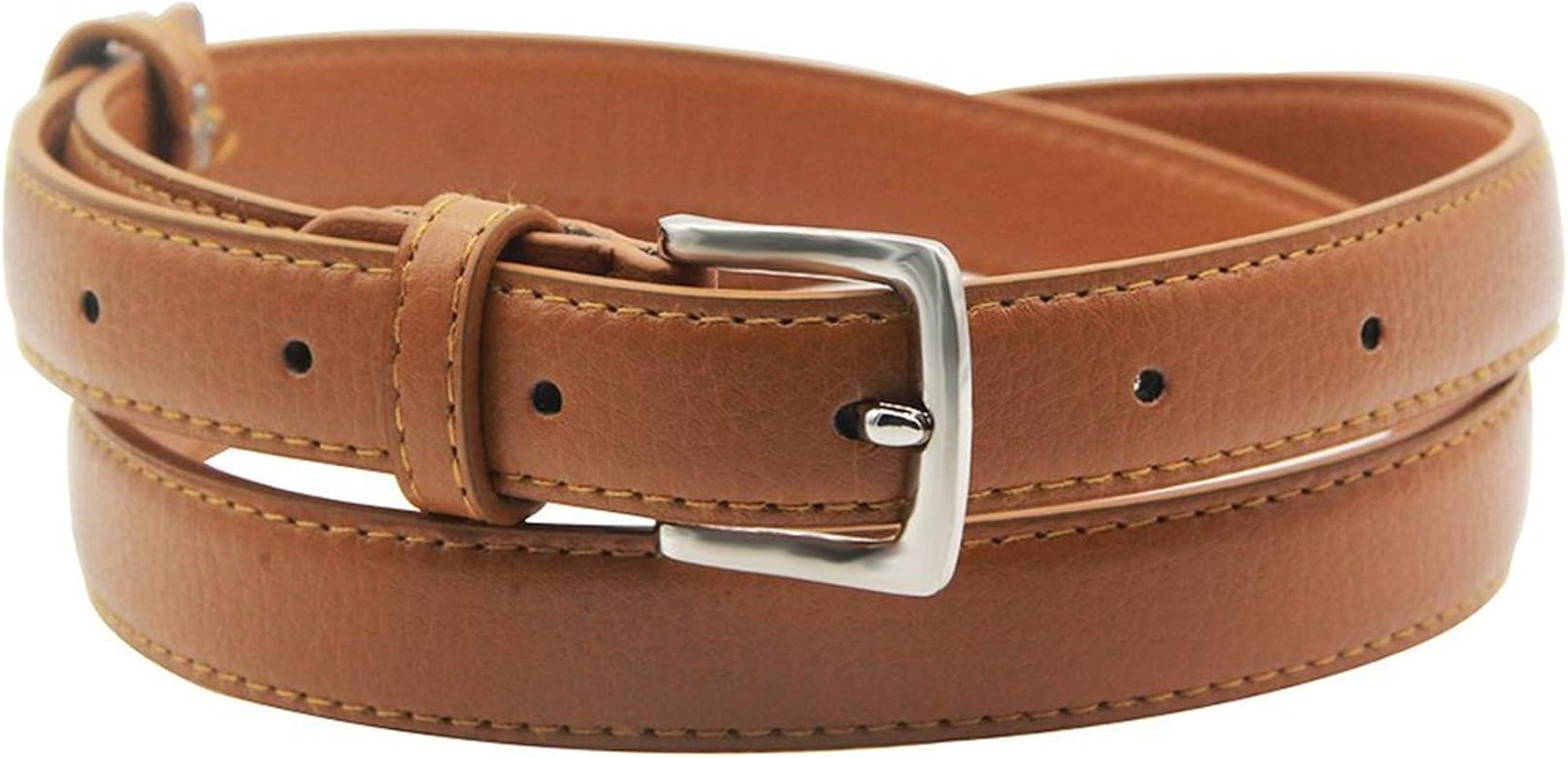 maikun Womens Belt Skinny Leather Solid Color Pin Buckle Simple Waist for Girls Ladies | Amazon (US)