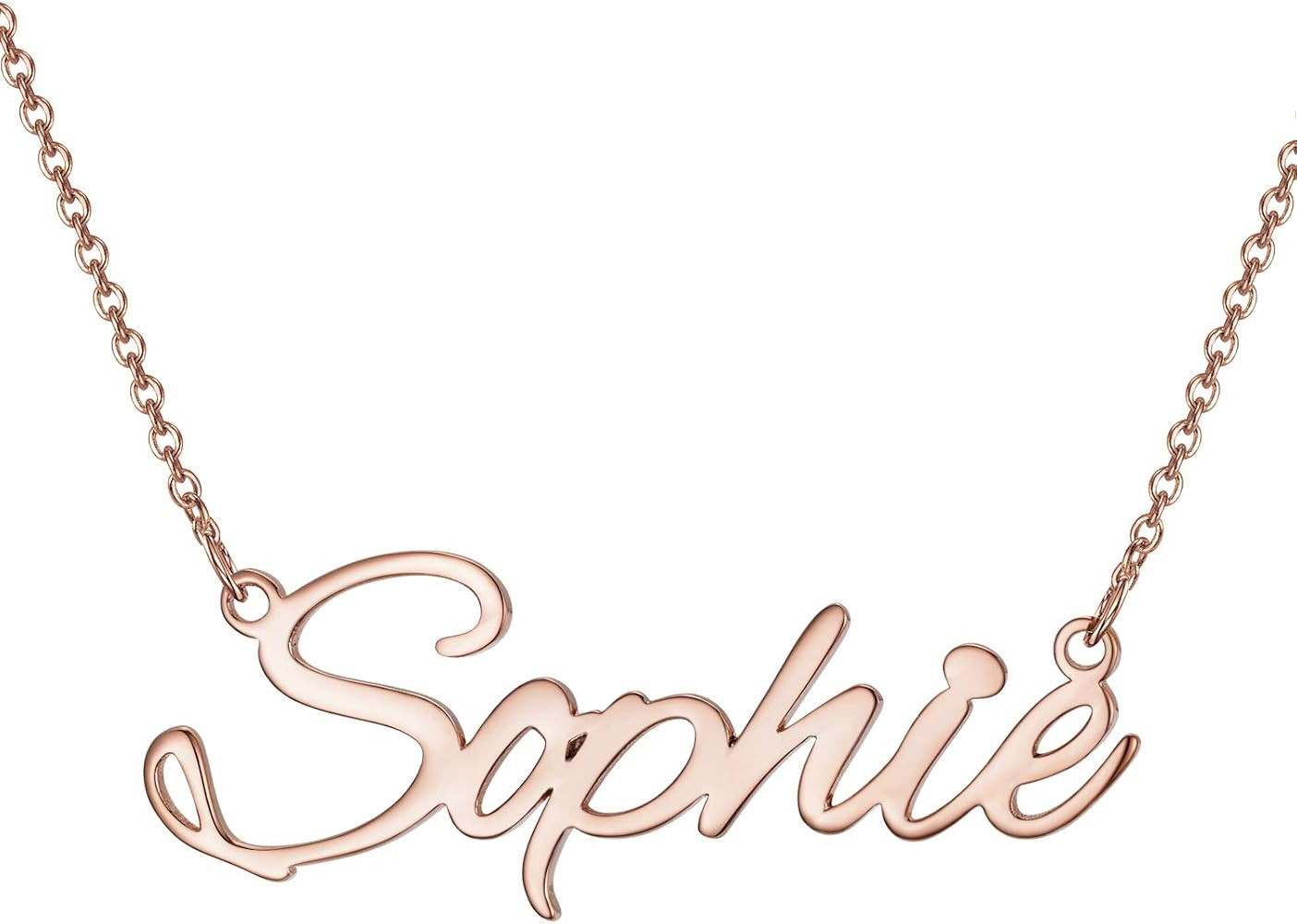 LONAGO Personalized Name Necklace 18K Gold Plated 925 Sterling Silver Custom Made Any Nameplate P... | Amazon (US)