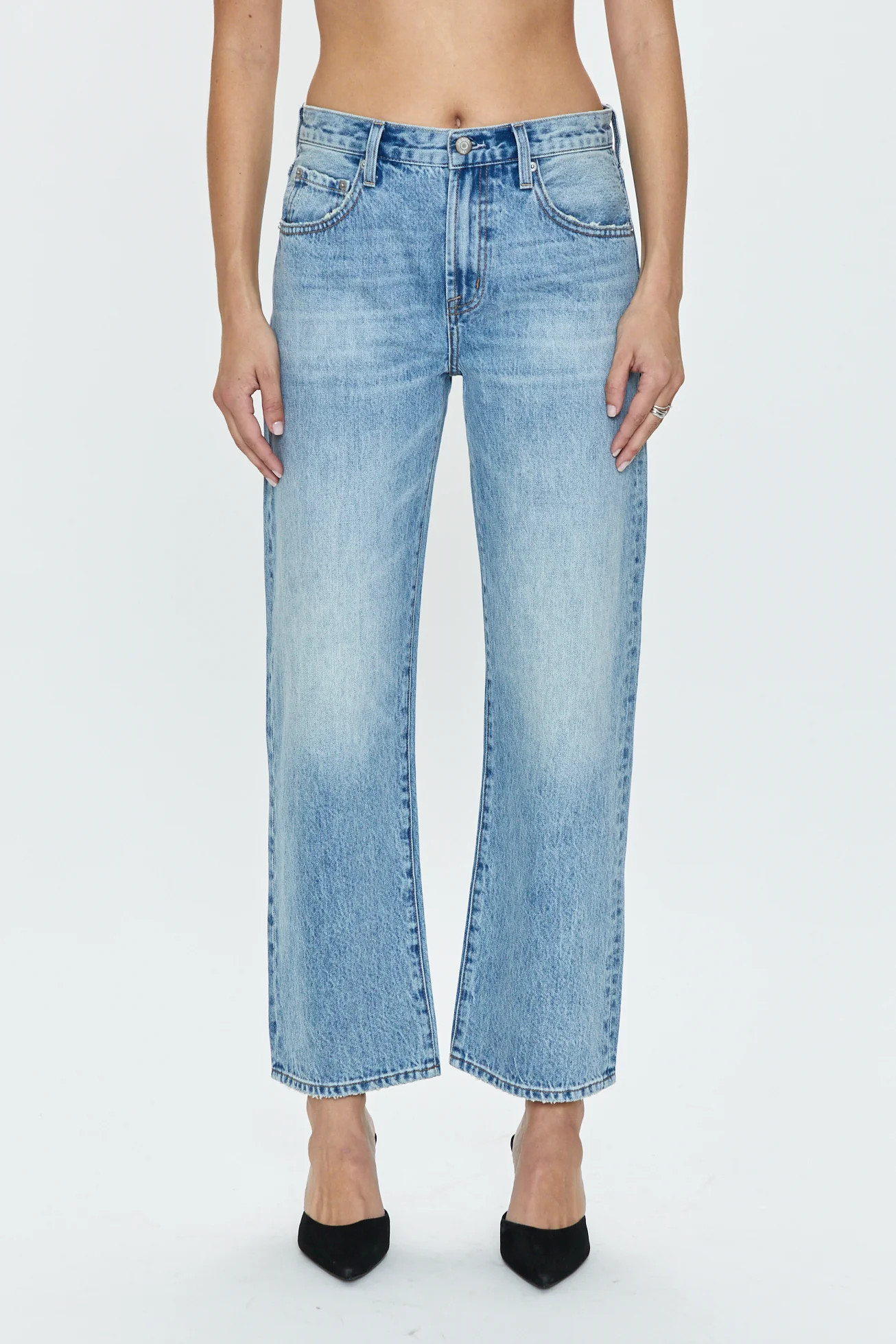 Lexi Mid Rise Bowed Straight - Bowie | Pistola Denim