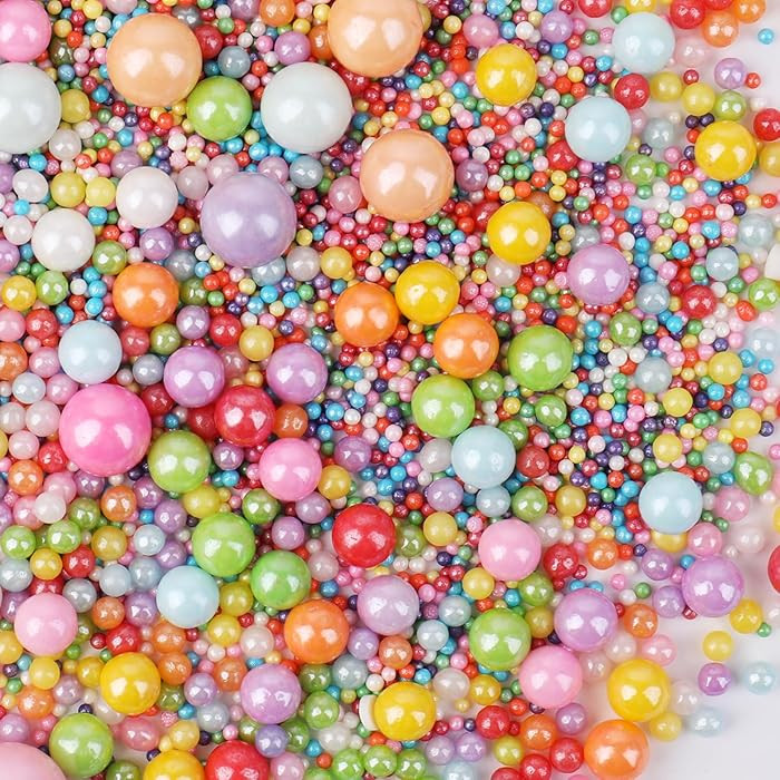Rainbow Sprinkles for Cake Decorating, 130g/4.6oz Edible Pearl Sprinkles Mix, Multicolor Sugar Ca... | Amazon (US)