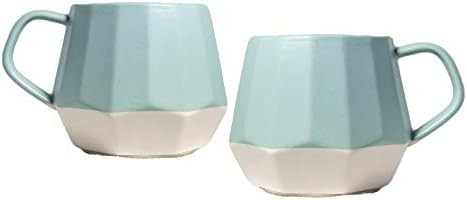 Homvare Porcelain Coffee Mug, Tea Cup, 2 Pack, 10 Ounces, Teal Dot | Amazon (US)