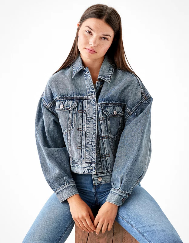 AE Tomgirl Cropped Denim Jacket | American Eagle Outfitters (US & CA)