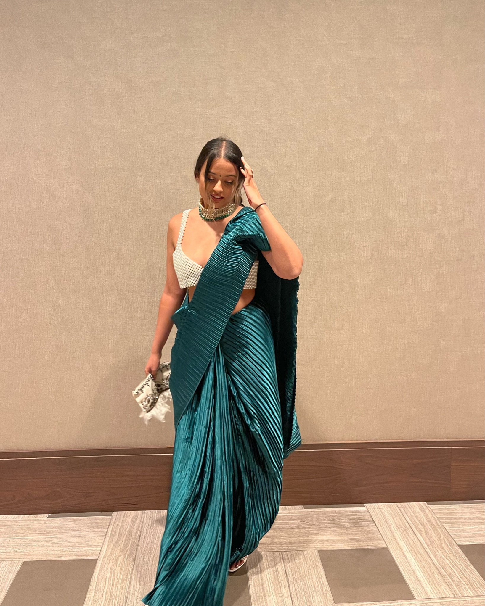 South Asian Wedding Style Inspo: Pleated aqua green saree + pearl blouse

💚 the cutest little saree + pearl crop top, jewelry from Amazon linked below ✨

#LTKGiftGuide #LTKstyletip #LTKFind