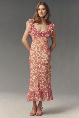 BHLDN Lottie Ruffled Low-Back Maxi Gown | Anthropologie (US)
