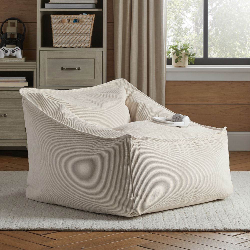 Large Corduroy Ivory Modern Bean Bag Lounger | Pottery Barn Teen