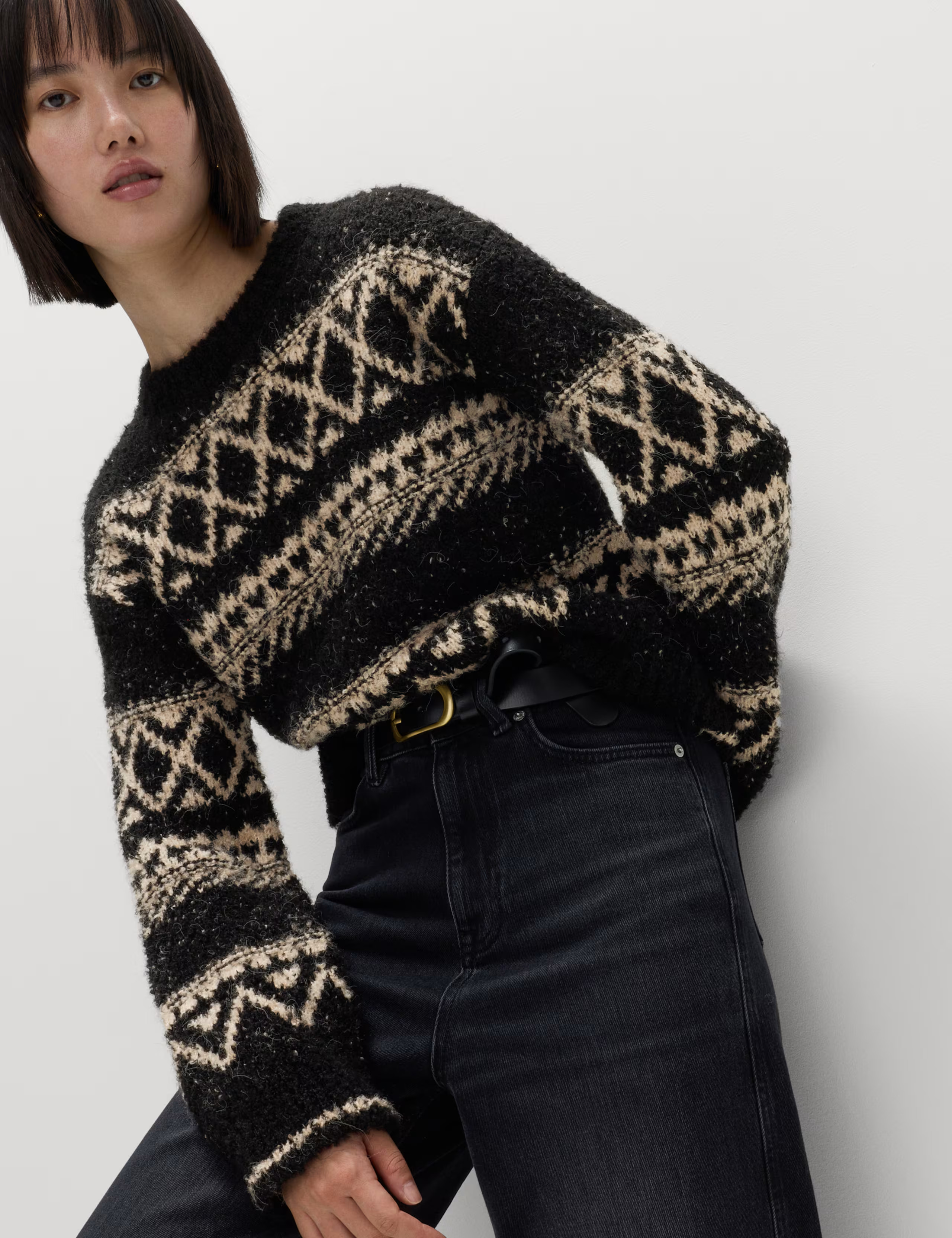 Bouclé Fair Isle Crew Neck Jumper | Marks & Spencer (UK)