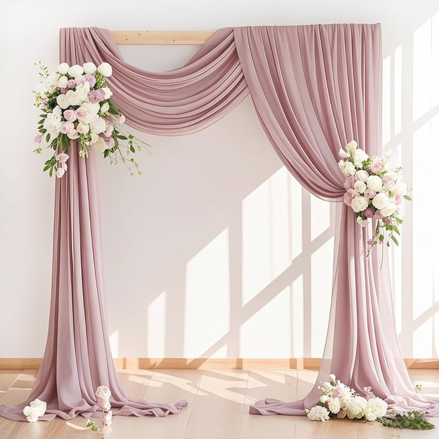 Wedding Arch Draping Fabric 30'' x 18FT Sheer Chiffon Arch Drape Backdrop 1 Panel Dusty Rose Drap... | Amazon (US)