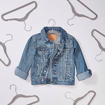 Amazon Basics Kids Velvet, Non-Slip Clothes Hangers, 11.6 Inch, Pack of 50, Gray | Amazon (US)