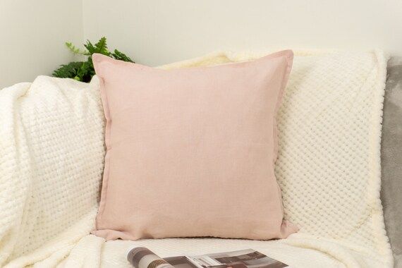 Natural Linen Pink Pillow Cover Linen Pink Pillow Cushion - Etsy | Etsy (US)
